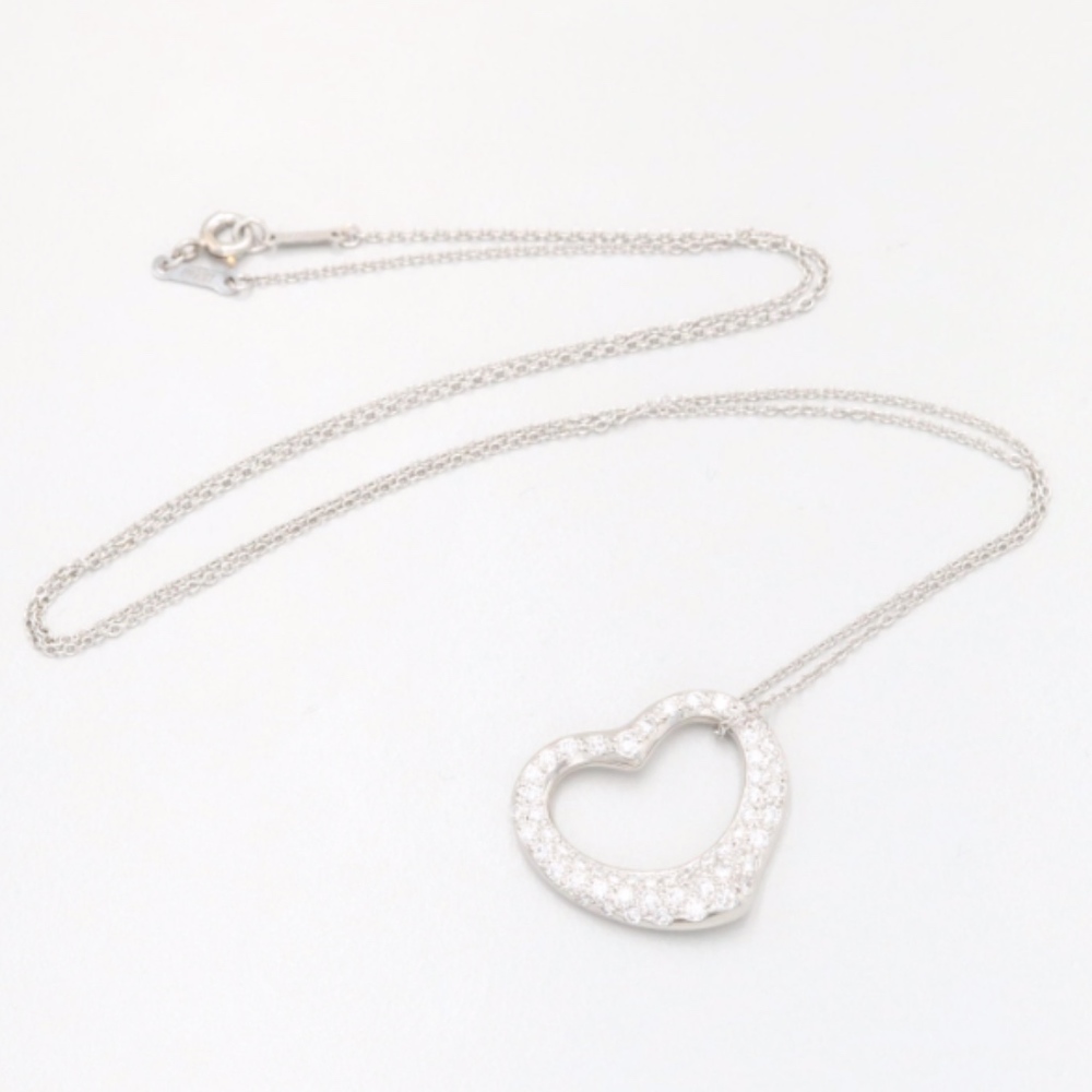 SOLD-Tiffany & Co. Platinum Diamond Heart Necklace - Picture 2 of 8